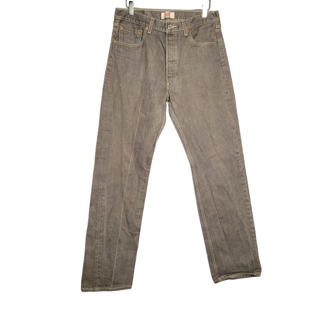 Levi's 501 Straight Fit Men's 34 Button Fly Gray‎ Faded Distressed Wash